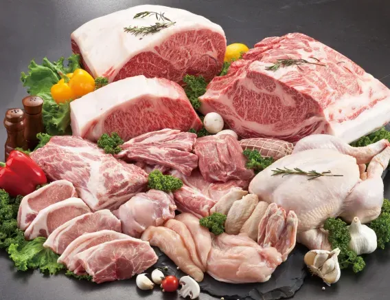 タカギフーズ（精肉・惣菜）の取扱商品イメージ 牛肉・豚肉・鶏肉などの精肉の盛り合わせ