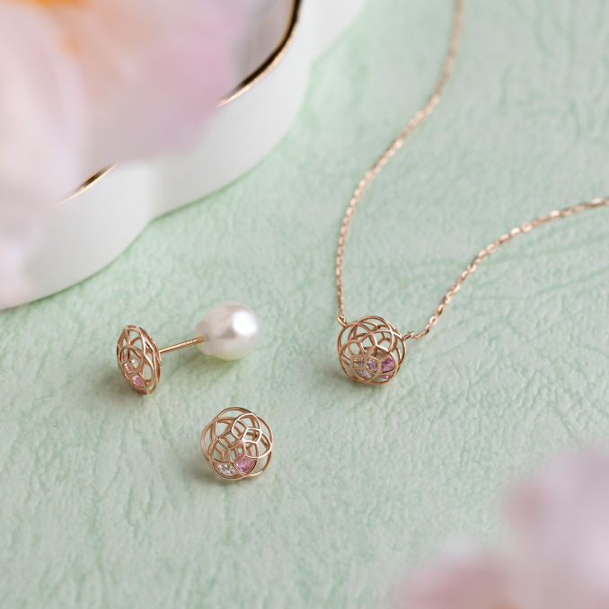 TAKE-UP 限定K10PG 桜 ダイヤピアス TAKE-UP 限定K10PG 桜 ダイヤピアス