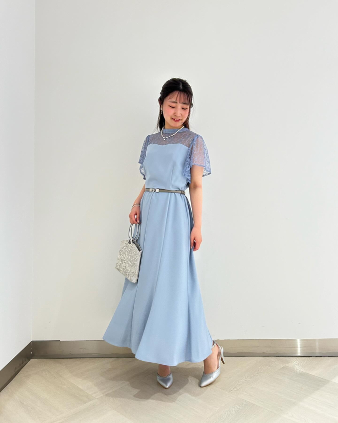Aimer ライトブルー ロングドレス スレンダー つまんない