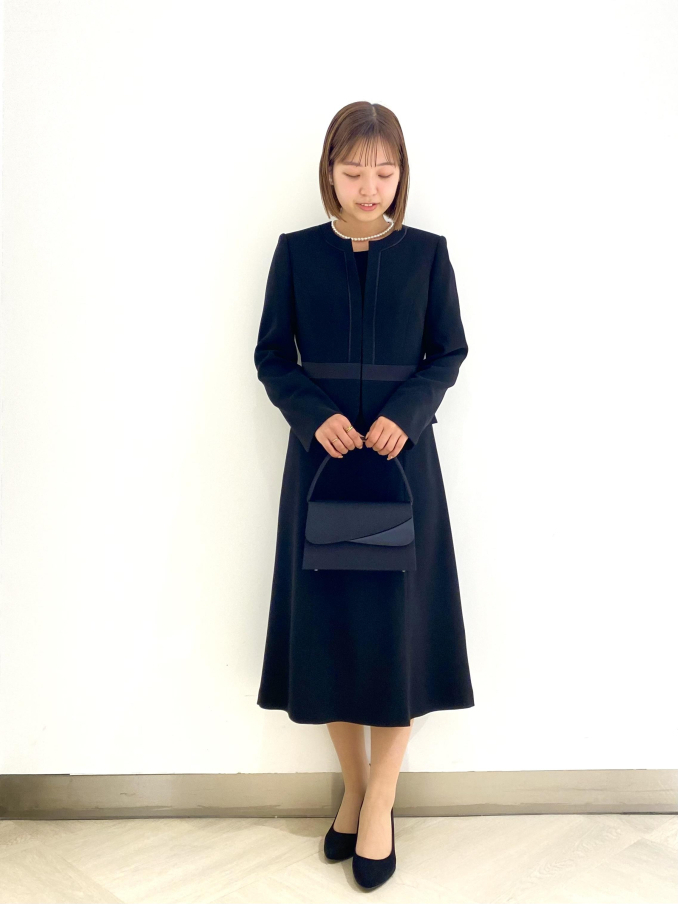Aimer 桂由美　喪服　15号 喪服・礼服】ブラックフォーマルアンサンブル（サテンラインノー