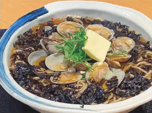 季節の蕎麦『春あさりとばら海苔バターそば』はじめました！