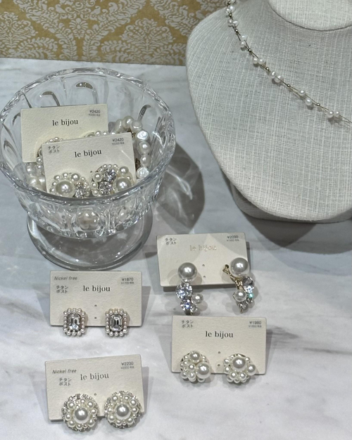 パール＆ビジューピアス♡