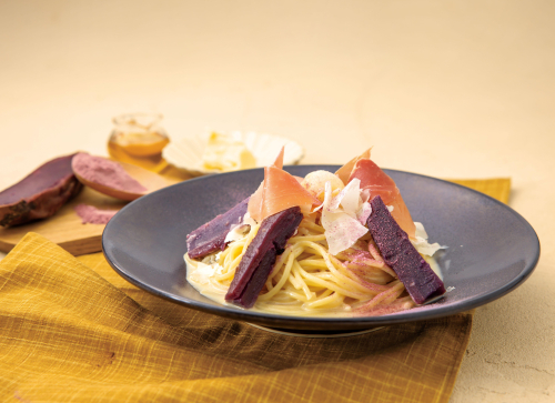 いばらき、いただき！｜茨城産ふくむらさきのクリームパスタ はちみつバターのせ