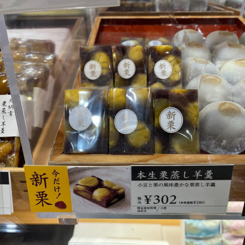 ⭐︎新栗情報⭐︎ 本生栗蒸し羊羹が　11日から新栗になりました‼︎