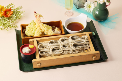 🐼ロマネスコとエビの天麩羅付きへぎそば