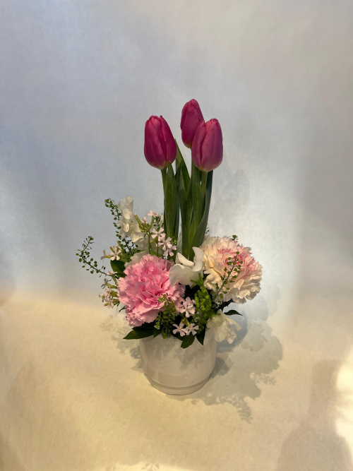 春花で作るトピアリーアレンジメント