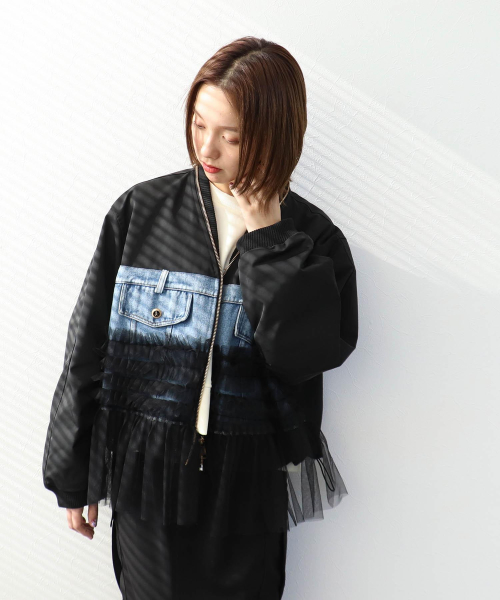 【新作】デニムチュールドッキングブルゾン☺︎