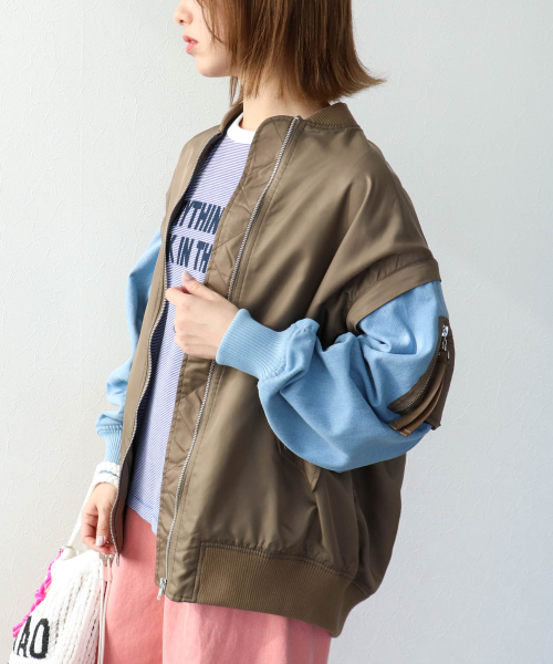 【新作】異素材ミックスなブルゾン♪