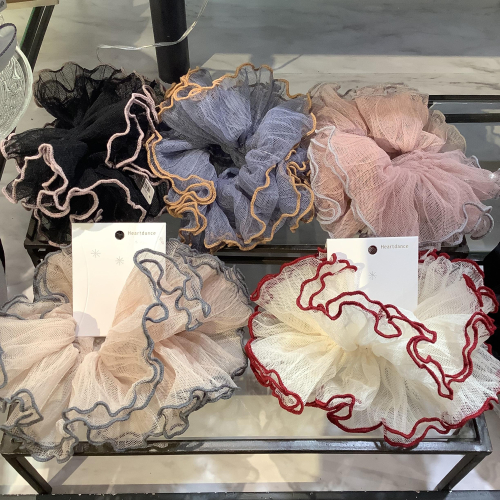 ♡配色メッシュプリーツシュシュ♡