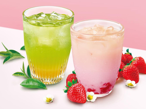 『ストロベリー ジャスミンティー ラテ』と『玉露入り煎茶レモネード』