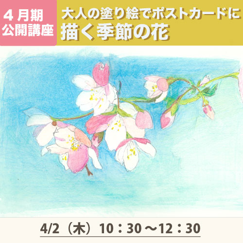 公開講座「大人の塗り絵でポストカードに描く季節の花」