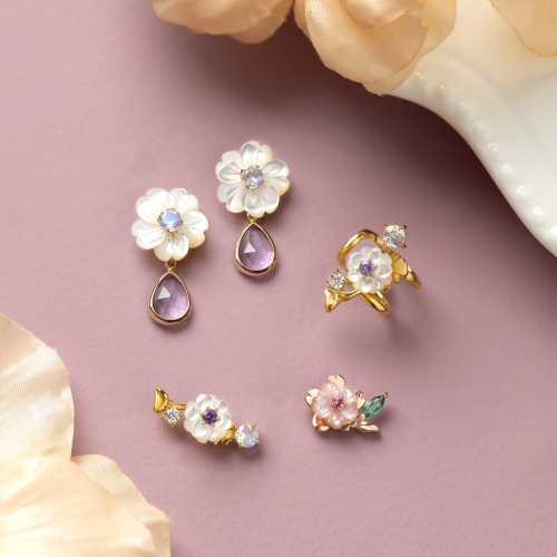 【2月誕生石アメジスト】春の花々をイメージした限定ピアス🌷