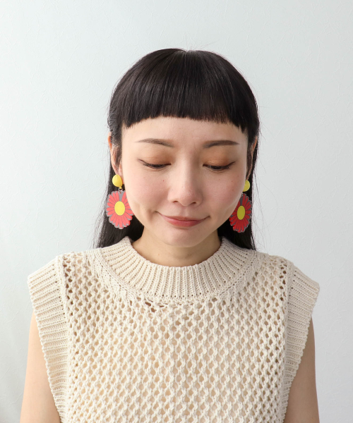 【新作】大きめサイズのフラワーピアス♡