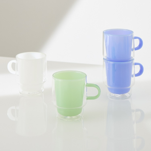 積み重ねて収納！色付き耐熱ダブルウォールグラス