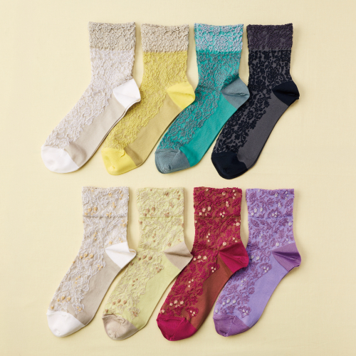 ゴム口ラメレースフロートショートソックス／花と実フロートショートソックス