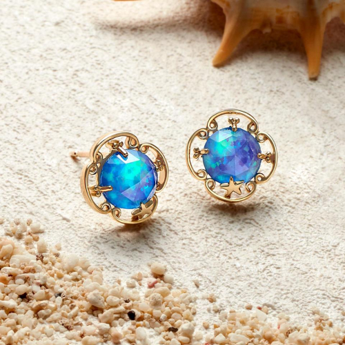 【人気No.1】京都オパール×ホワイトクォーツ 限定ピアス🌊