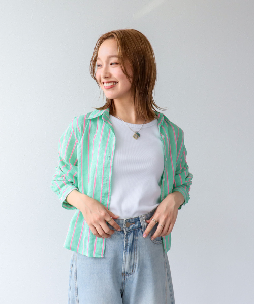 爽やかなストライプが効いたカラーシャツ入荷⭐︎⭐︎