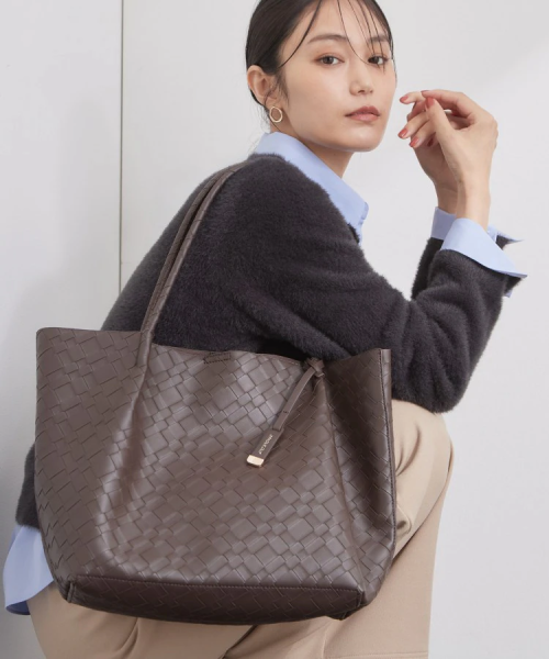 【A4サイズ対応】エンボスチェックBIGトートバッグ